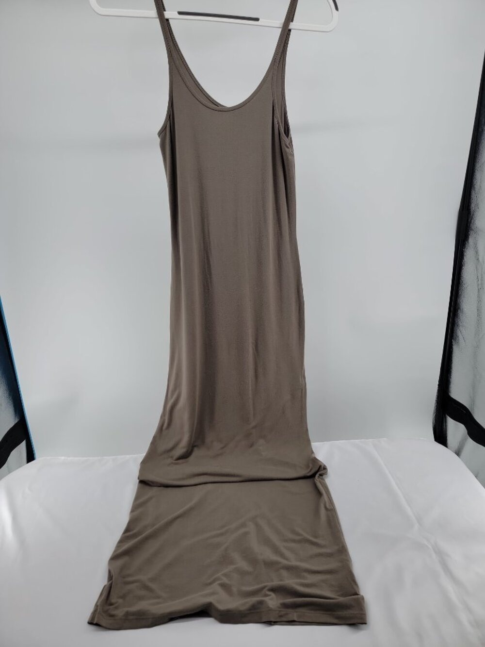 Alexander Wang Taupe Modal Tank Maxi Dress Minimalist Bodycon Slip Small - Picture 6 of 6